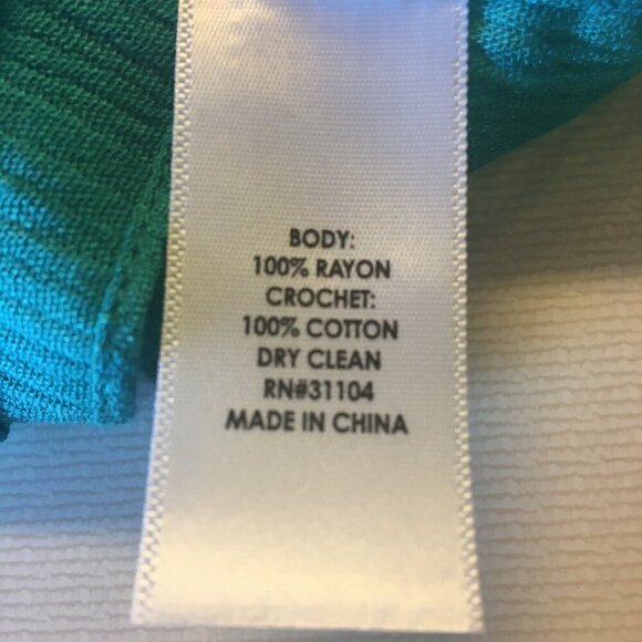 New Directions Boho Kimono One Size Turquoise Open Waterfall Front Crochet - Picture 6 of 6